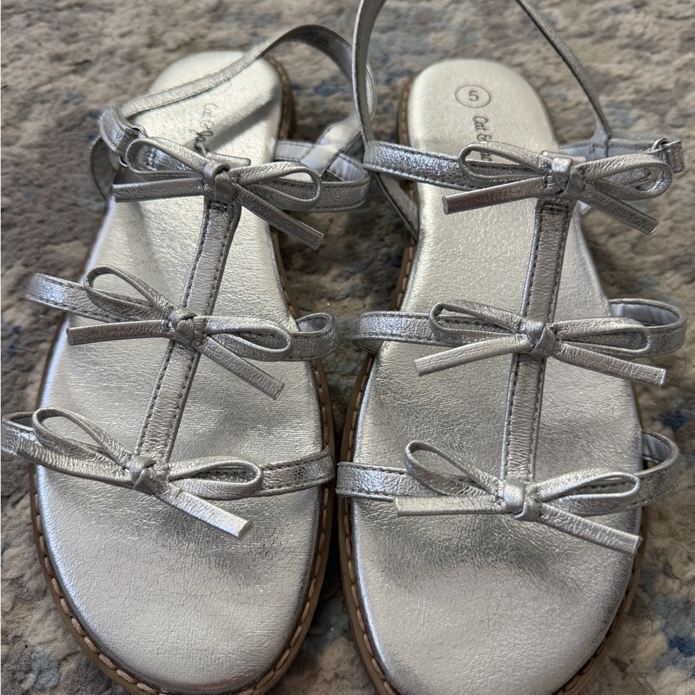 Cat & Jack Shiny Silver Kids Sandals